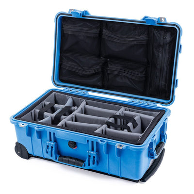 Pelican 1510 Case, Blue Gray Padded Microfiber Dividers with Mesh Lid Organizer ColorCase 015100-0170-120-120