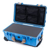 Pelican 1510 Case, Blue with Desert Tan Handles & Latches Pick & Pluck Foam with Mesh Lid Organizer ColorCase 015100-0101-120-310