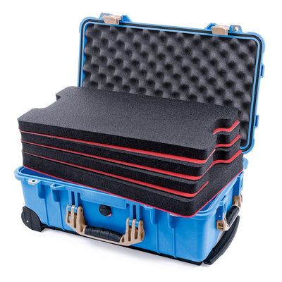 Pelican 1510 Case, Blue with Desert Tan Handles & Latches Custom Tool Kit (4 Foam Inserts with Convolute Lid Foam) ColorCase 015100-0060-120-310