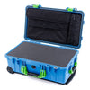Pelican 1510 Case, Blue with Lime Green Handles & Latches Pick & Pluck Foam with Computer Pouch ColorCase 015100-0201-120-300