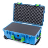Pelican 1510 Case, Blue with Lime Green Handles & Latches Pick & Pluck Foam with Convolute Lid Foam ColorCase 015100-0001-120-300