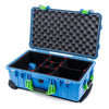 Pelican 1510 Case, Blue with Lime Green Handles & Latches TrekPak Divider System with Convolute Lid Foam ColorCase 015100-0020-120-300