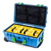 Pelican 1510 Case, Blue with Lime Green Handles & Latches Yellow Padded Microfiber Dividers with Mesh Lid Organizer ColorCase 015100-0110-120-300