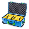 Pelican 1510 Case, Blue with Lime Green Handles & Latches Yellow Padded Microfiber Dividers with Convolute Lid Foam ColorCase 015100-0010-120-300