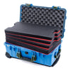 Pelican 1510 Case, Blue with OD Green Handles & Latches Custom Tool Kit (4 Foam Inserts with Convolute Lid Foam) ColorCase 015100-0060-120-130