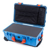 Pelican 1510 Case, Blue with Orange Handles & Latches Pick & Pluck Foam with Computer Pouch ColorCase 015100-0201-120-150
