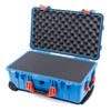 Pelican 1510 Case, Blue with Orange Handles & Latches Pick & Pluck Foam with Convolute Lid Foam ColorCase 015100-0001-120-150