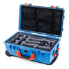 Pelican 1510 Case, Blue with Orange Handles & Latches Gray Padded Microfiber Dividers with Mesh Lid Organizer ColorCase 015100-0170-120-150