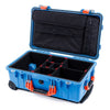 Pelican 1510 Case, Blue with Orange Handles & Latches TrekPak Divider System with Computer Pouch ColorCase 015100-0220-120-150