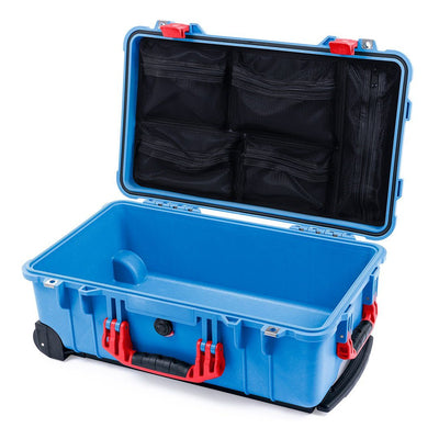 Pelican 1510 Case, Blue with Red Handles & Latches Mesh Lid Organizer Only ColorCase 015100-0100-120-320