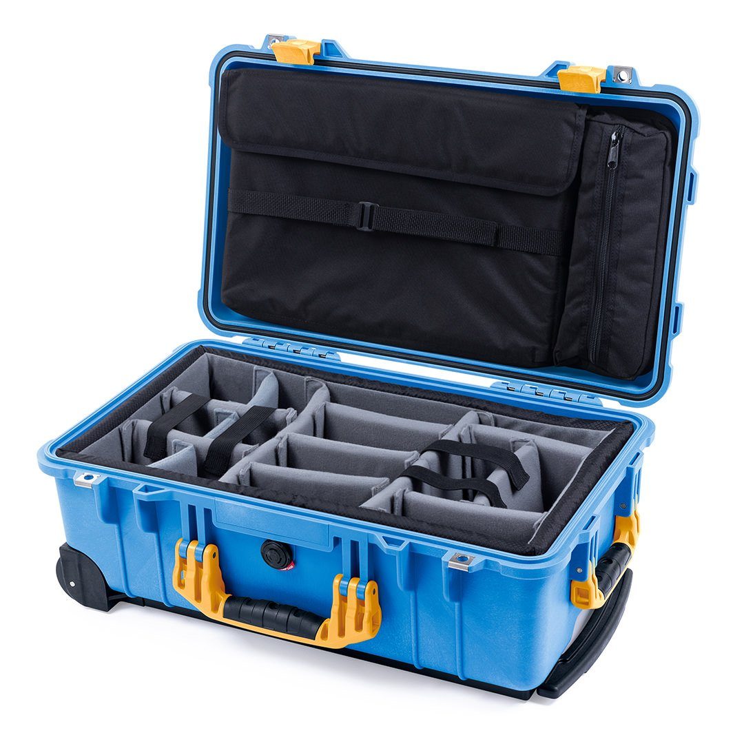 Pelican 1510 Blue Case with Yellow Handles & Latches