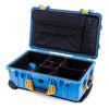 Pelican 1510 Case, Blue with Yellow Handles & Latches TrekPak Divider System with Computer Pouch ColorCase 015100-0220-120-240