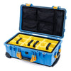 Pelican 1510 Case, Blue with Yellow Handles & Latches Yellow Padded Microfiber Dividers with Mesh Lid Organizer ColorCase 015100-0110-120-240