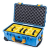 Pelican 1510 Case, Blue with Yellow Handles & Latches Yellow Padded Microfiber Dividers with Convolute Lid Foam ColorCase 015100-0010-120-240