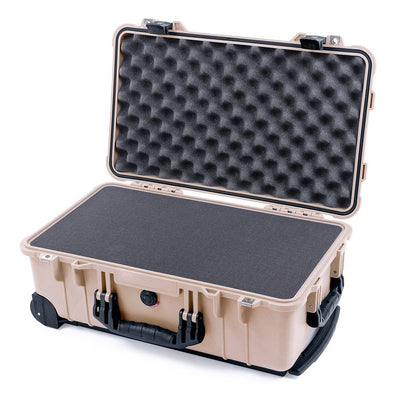 Pelican 1510 Case, Desert Tan with Black Handles & Latches Pick & Pluck Foam with Convolute Lid Foam ColorCase 015100-0001-310-110