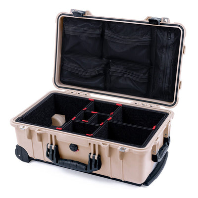 Pelican 1510 Case, Desert Tan with Black Handles & Latches TrekPak Divider System with Mesh Lid Organizer ColorCase 015100-0120-310-110