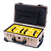 Pelican 1510 Case, Desert Tan with Black Handles & Latches Yellow Padded Microfiber Dividers with Computer Pouch ColorCase 015100-0210-310-110