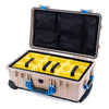 Pelican 1510 Case, Desert Tan with Blue Handles & Latches Yellow Padded Microfiber Dividers with Mesh Lid Organizer ColorCase 015100-0110-310-120