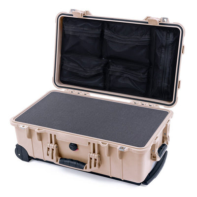 Pelican 1510 Case, Desert Tan Pick & Pluck Foam with Mesh Lid Organizer ColorCase 015100-0101-310-310