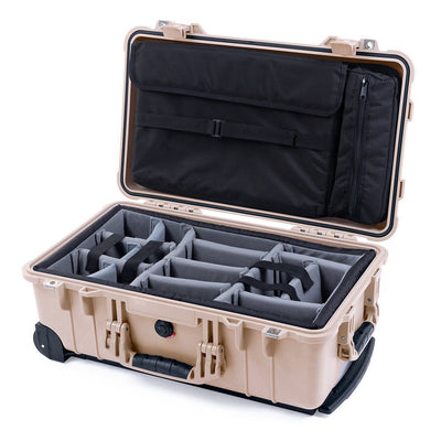 Pelican 1510 Case, Desert Tan Gray Padded Microfiber Dividers with Computer Pouch ColorCase 015100-0270-310-310