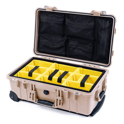 Pelican 1510 Case, Desert Tan Yellow Padded Microfiber Dividers with Mesh Lid Organizer ColorCase 015100-0110-310-310