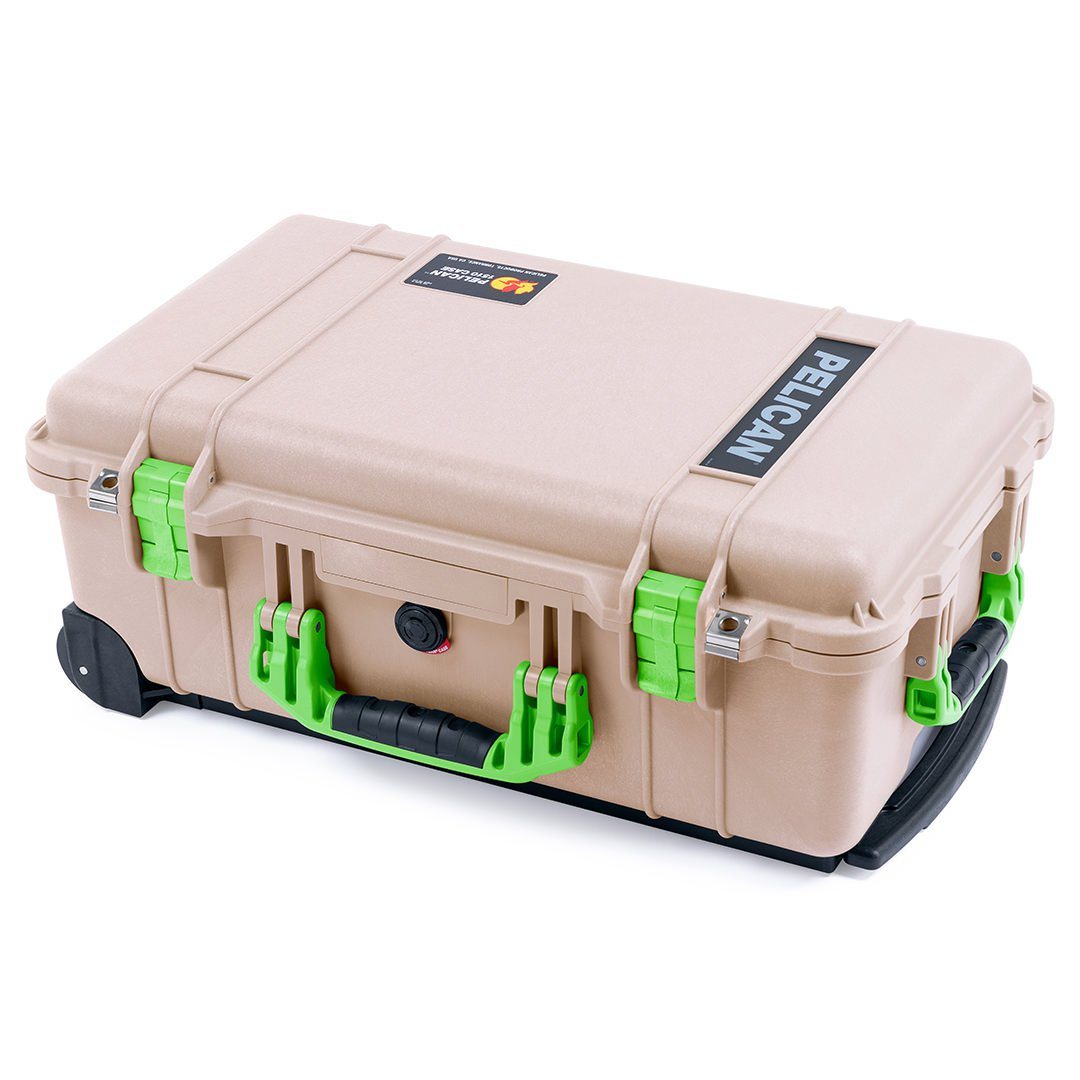 Pelican 1510 Case, Desert Tan with Lime Green Handles & Latches ColorCase 