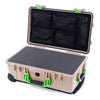 Pelican 1510 Case, Desert Tan with Lime Green Handles & Latches Pick & Pluck Foam with Mesh Lid Organizer ColorCase 015100-0101-310-300