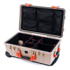 Pelican 1510 Case, Desert Tan with Orange Handles & Latches TrekPak Divider System with Mesh Lid Organizer ColorCase 015100-0120-310-150