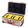 Pelican 1510 Case, Desert Tan with Orange Handles & Latches Yellow Padded Microfiber Dividers with Mesh Lid Organizer ColorCase 015100-0110-310-150