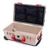 Pelican 1510 Case, Desert Tan with Red Handles & Latches Mesh Lid Organizer Only ColorCase 015100-0100-310-320