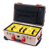 Pelican 1510 Case, Desert Tan with Red Handles & Latches Yellow Padded Microfiber Dividers with Computer Pouch ColorCase 015100-0210-310-320