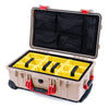 Pelican 1510 Case, Desert Tan with Red Handles & Latches Yellow Padded Microfiber Dividers with Mesh Lid Organizer ColorCase 015100-0110-310-320