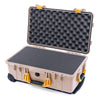 Pelican 1510 Case, Desert Tan with Yellow Handles & Latches Pick & Pluck Foam with Convolute Lid Foam ColorCase 015100-0001-310-240