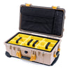 Pelican 1510 Case, Desert Tan with Yellow Handles & Latches Yellow Padded Microfiber Dividers with Computer Pouch ColorCase 015100-0210-310-240
