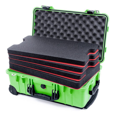 Pelican 1510 Case, Lime Green with Black Handles & Latches Custom Tool Kit (4 Foam Inserts with Convolute Lid Foam) ColorCase 015100-0060-300-110