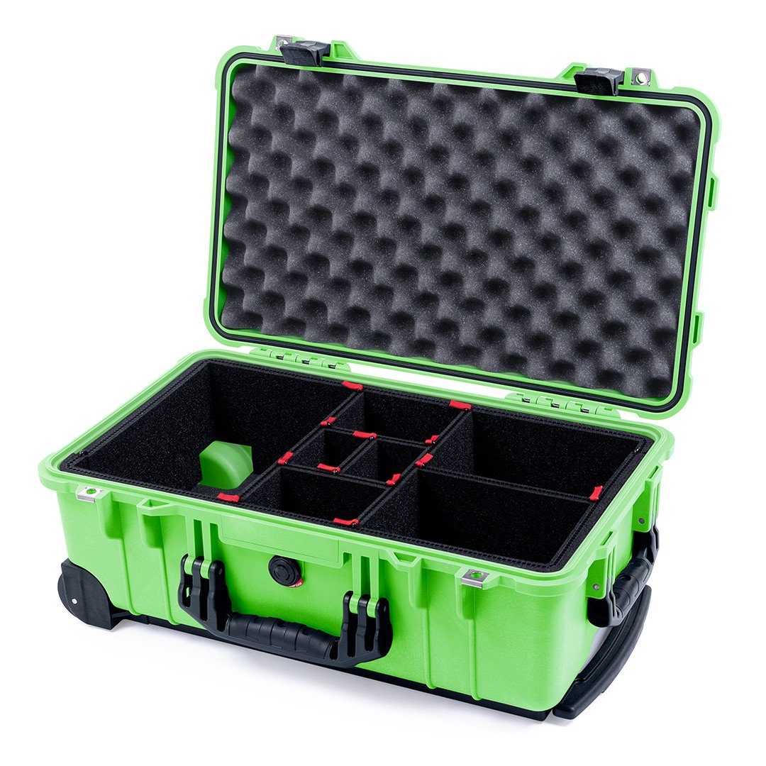 Pelican 1510 Case, Lime Green with Black Handles &amp; Latches TrekPak Divider System with Convolute Lid Foam ColorCase 015100-0020-300-110