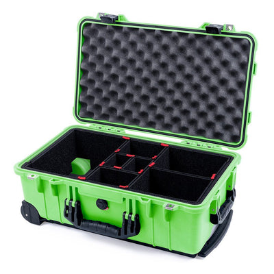 Pelican 1510 Case, Lime Green with Black Handles & Latches TrekPak Divider System with Convolute Lid Foam ColorCase 015100-0020-300-110