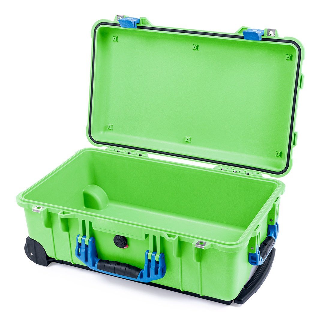 Pelican 1510 Case, Lime Green with Blue Handles &amp; Latches None (Case Only) ColorCase 015100-0000-300-120