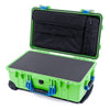 Pelican 1510 Case, Lime Green with Blue Handles & Latches Pick & Pluck Foam with Computer Pouch ColorCase 015100-0201-300-120