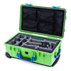 Pelican 1510 Case, Lime Green with Blue Handles & Latches Gray Padded Microfiber Dividers with Mesh Lid Organizer ColorCase 015100-0170-300-120