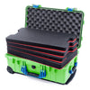 Pelican 1510 Case, Lime Green with Blue Handles & Latches Custom Tool Kit (4 Foam Inserts with Convolute Lid Foam) ColorCase 015100-0060-300-120