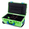 Pelican 1510 Case, Lime Green with Blue Handles & Latches TrekPak Divider System with Computer Pouch ColorCase 015100-0220-300-120