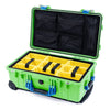 Pelican 1510 Case, Lime Green with Blue Handles & Latches Yellow Padded Microfiber Dividers with Mesh Lid Organizer ColorCase 015100-0110-300-120