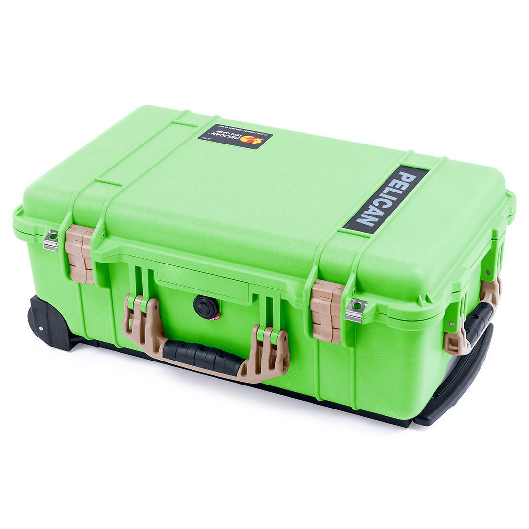 Pelican 1510 Case, Lime Green with Desert Tan Handles & Latches ColorCase 