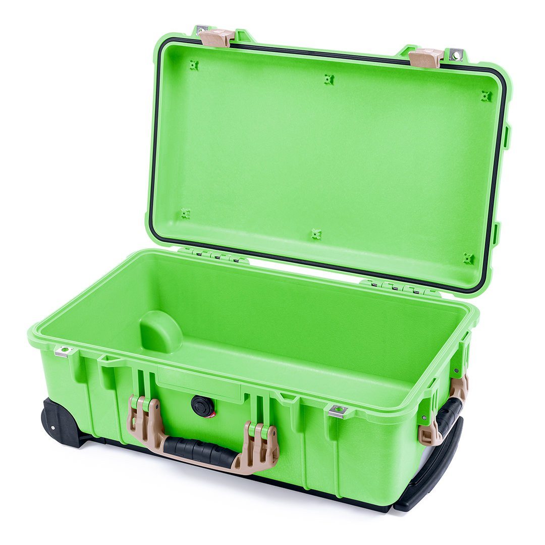 Pelican 1510 Case, Lime Green with Desert Tan Handles &amp; Latches None (Case Only) ColorCase 015100-0000-300-310