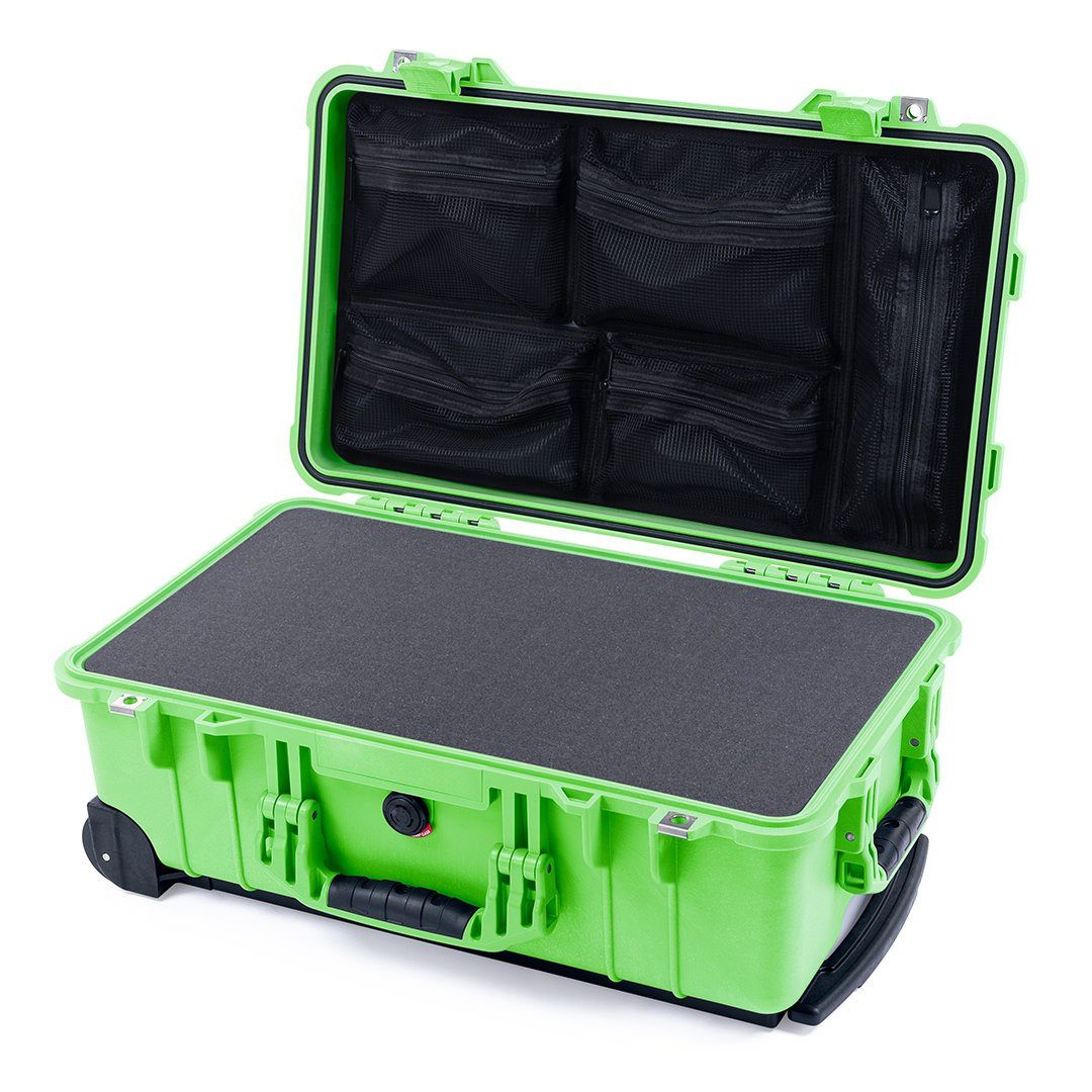 Pelican 1510 Case, Lime Green Pick &amp; Pluck Foam with Mesh Lid Organizer ColorCase 015100-0101-300-300