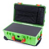 Pelican 1510 Case, Lime Green with Orange Handles & Latches Pick & Pluck Foam with Computer Pouch ColorCase 015100-0201-300-150
