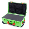 Pelican 1510 Case, Lime Green with Orange Handles & Latches Pick & Pluck Foam with Mesh Lid Organizer ColorCase 015100-0101-300-150