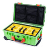 Pelican 1510 Case, Lime Green with Orange Handles & Latches Yellow Padded Microfiber Dividers with Mesh Lid Organizer ColorCase 015100-0110-300-150