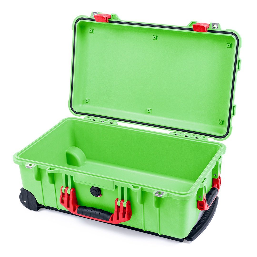 Pelican 1510 Case, Lime Green with Red Handles &amp; Latches None (Case Only) ColorCase 015100-0000-300-320